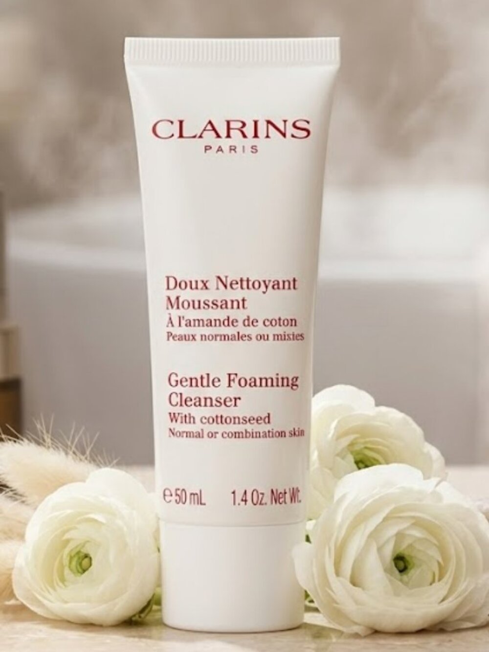 Clarins Gentle Foaming Cleanser With Cottonseed 1.4 Ounce 50 mL Tube